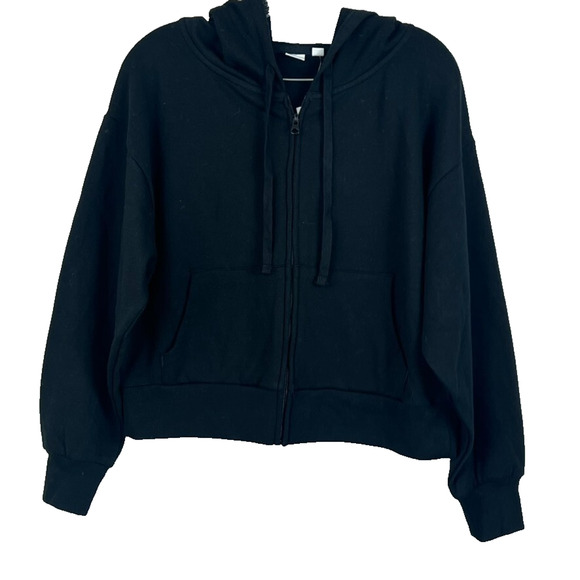 GAP Sweatshirt Hoodie Women's Size M True Black Pullover Full Zip Boxy - Picture 1 of 8
